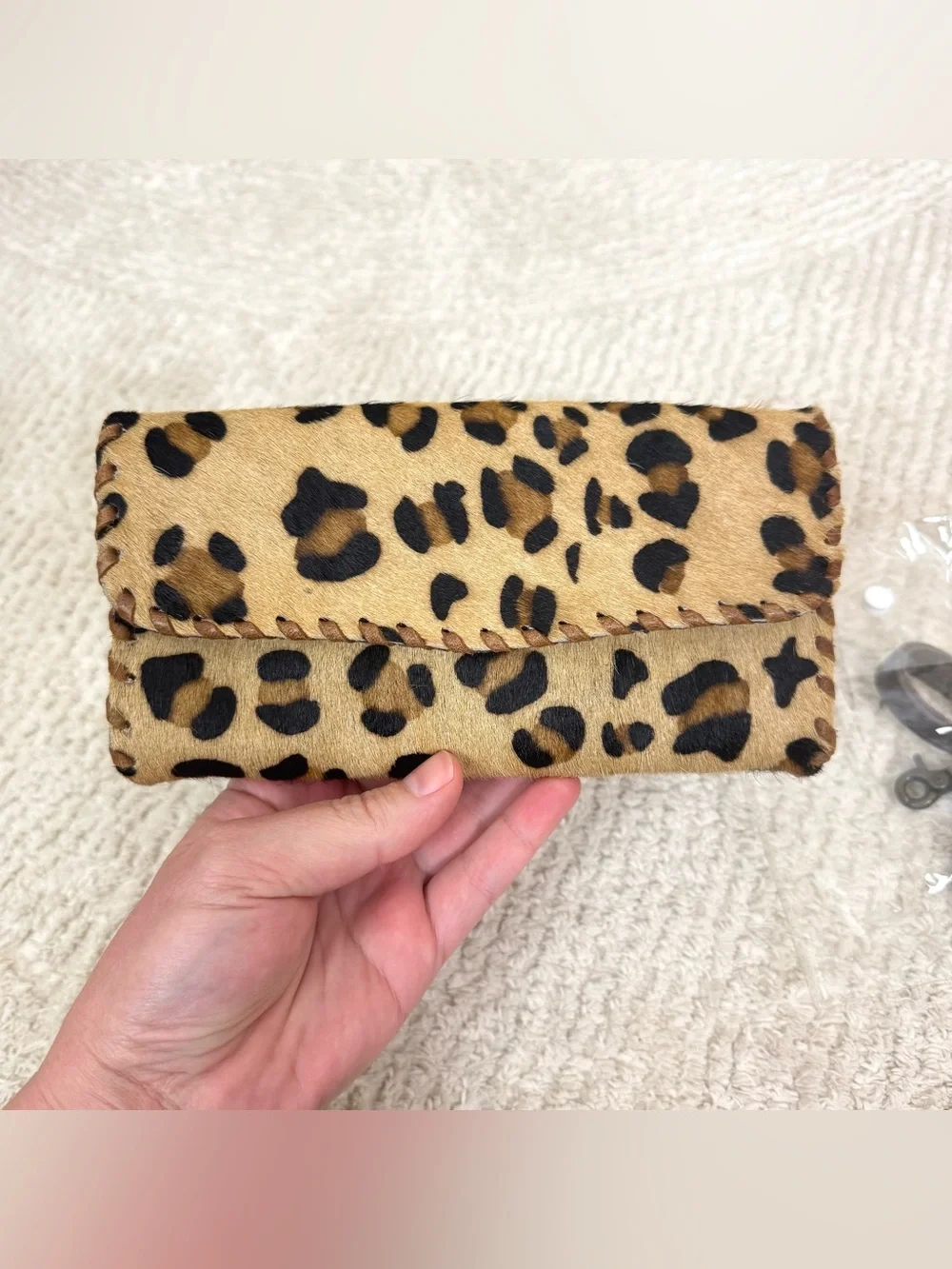 American Darling Cheetah Leopard Calf Hair Convertible Crossbody Wristlet Wallet